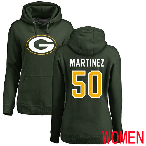 Green Bay Packers Green Women #50 Martinez Blake Name And Number Logo Nike NFL Pullover Hoodie Sweatshirts